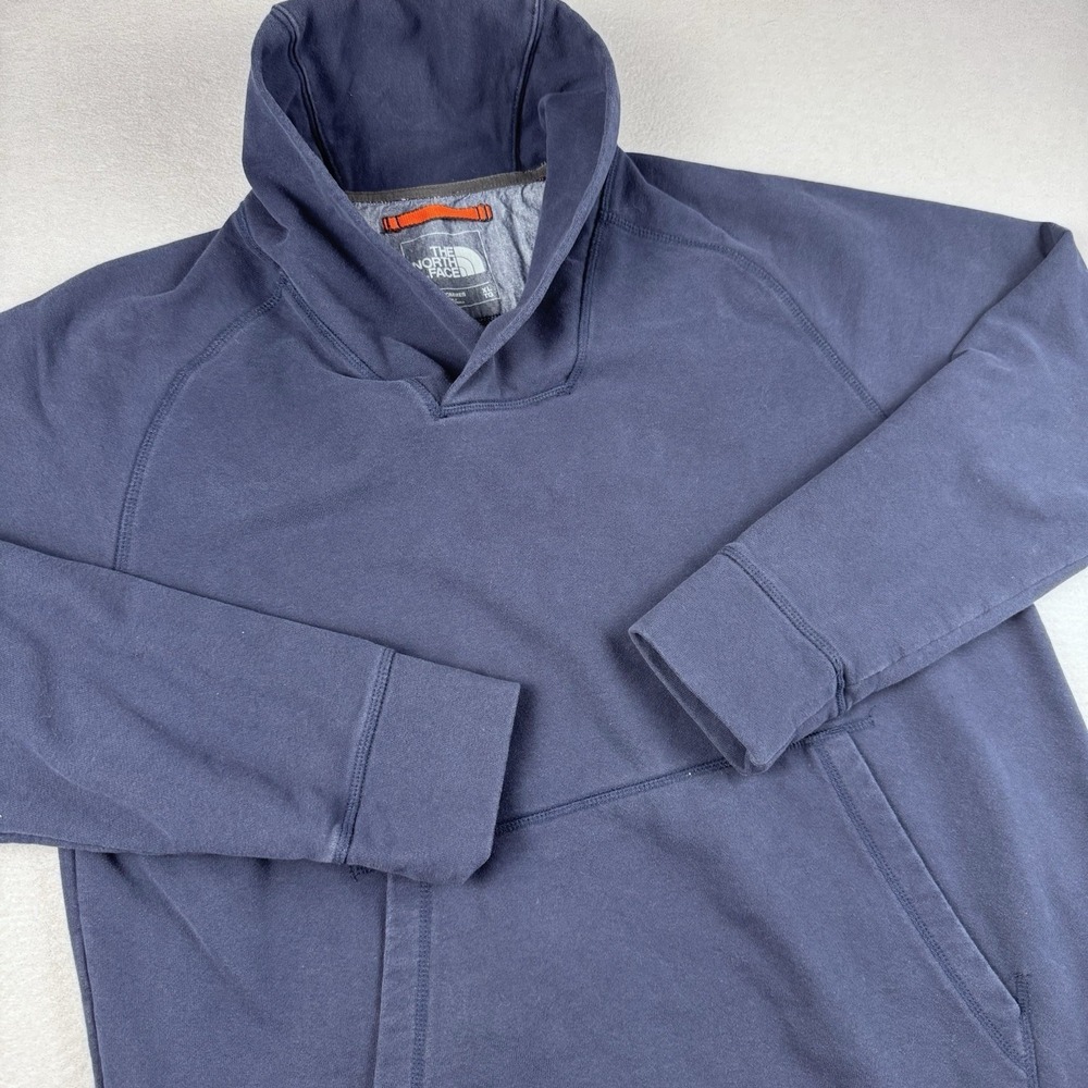 The Northface Sweatshirt Men XL Blue Pockets Long Sleeve Outdoors Hiking Cotton